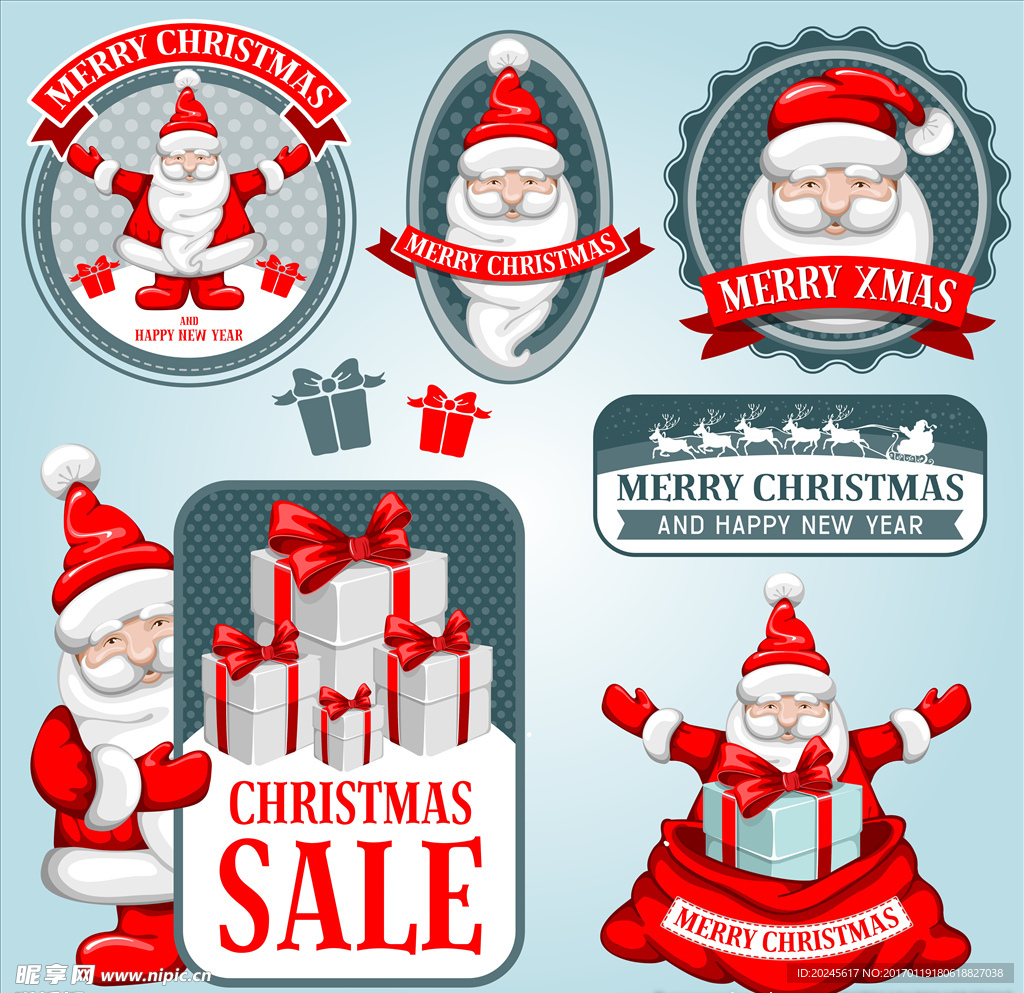 矢量圣诞老人标签