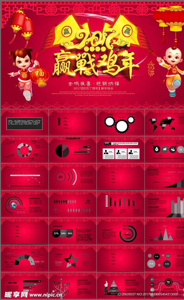 2017赢战鸡年商务动态PPT