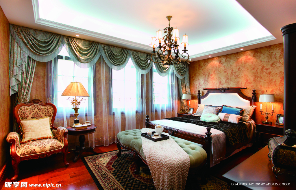 法式风格高清卧室实景图