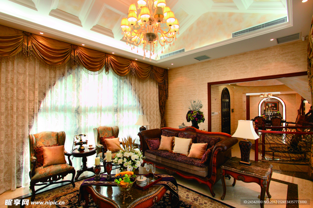 法式风格会客厅高清实景图