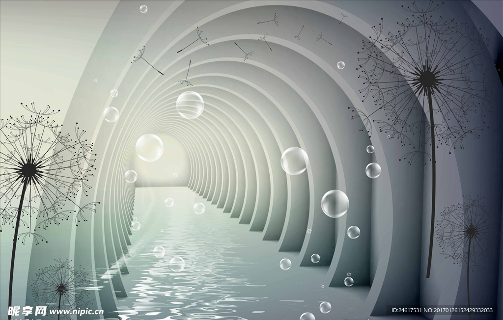 唯美蒲公英立体背景墙