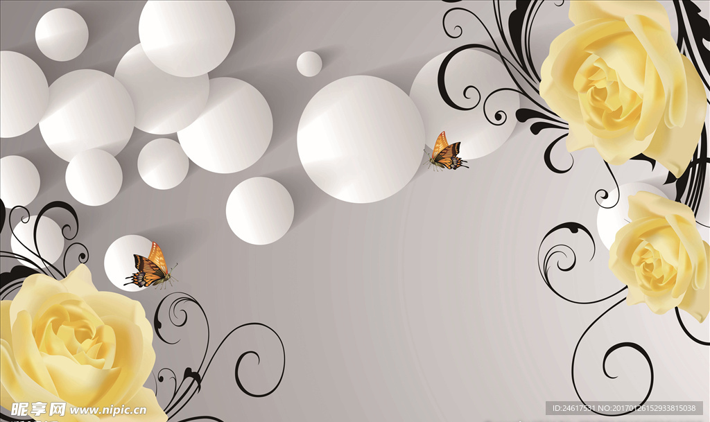 立体黄玫瑰电视墙