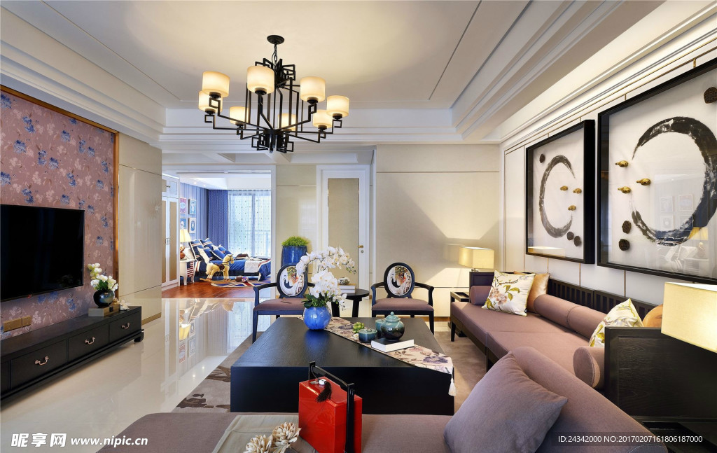 新中式客厅装饰设计实景图