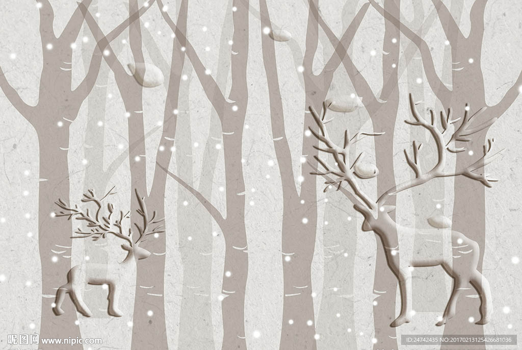 北欧丛林现代背景墙