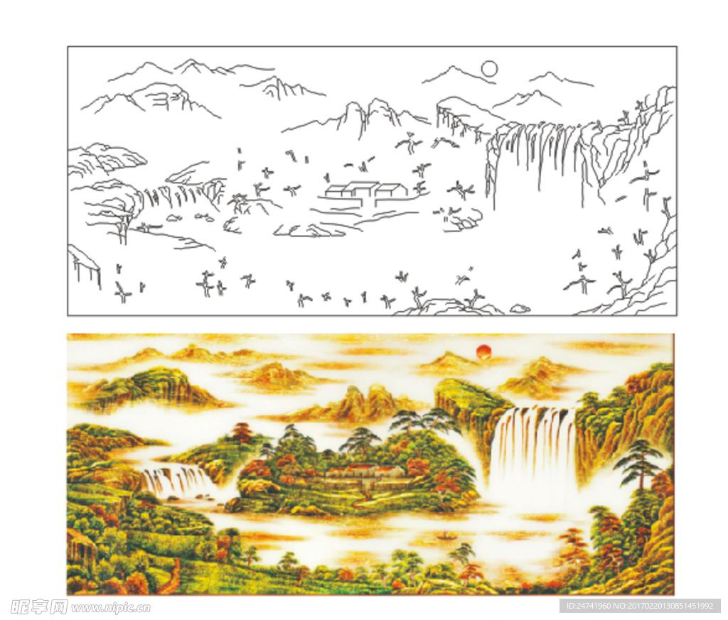 流水生财 山水画