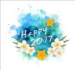 夏日水彩矢量图