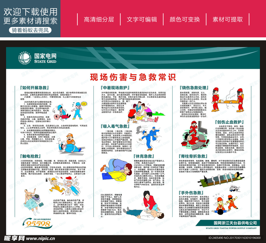 国家电网急救常识展板