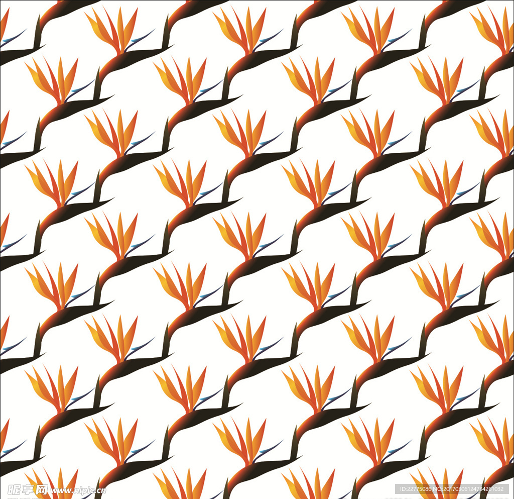 热带花卉鹤望兰花纹