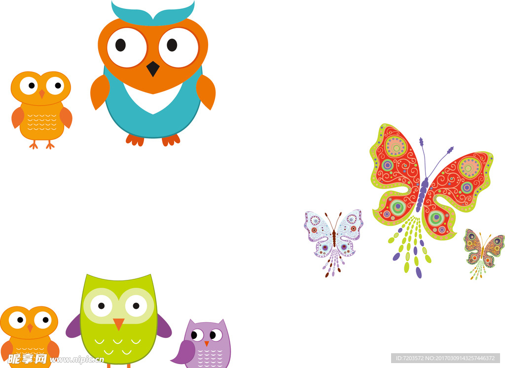 蝴蝶与猫头鹰