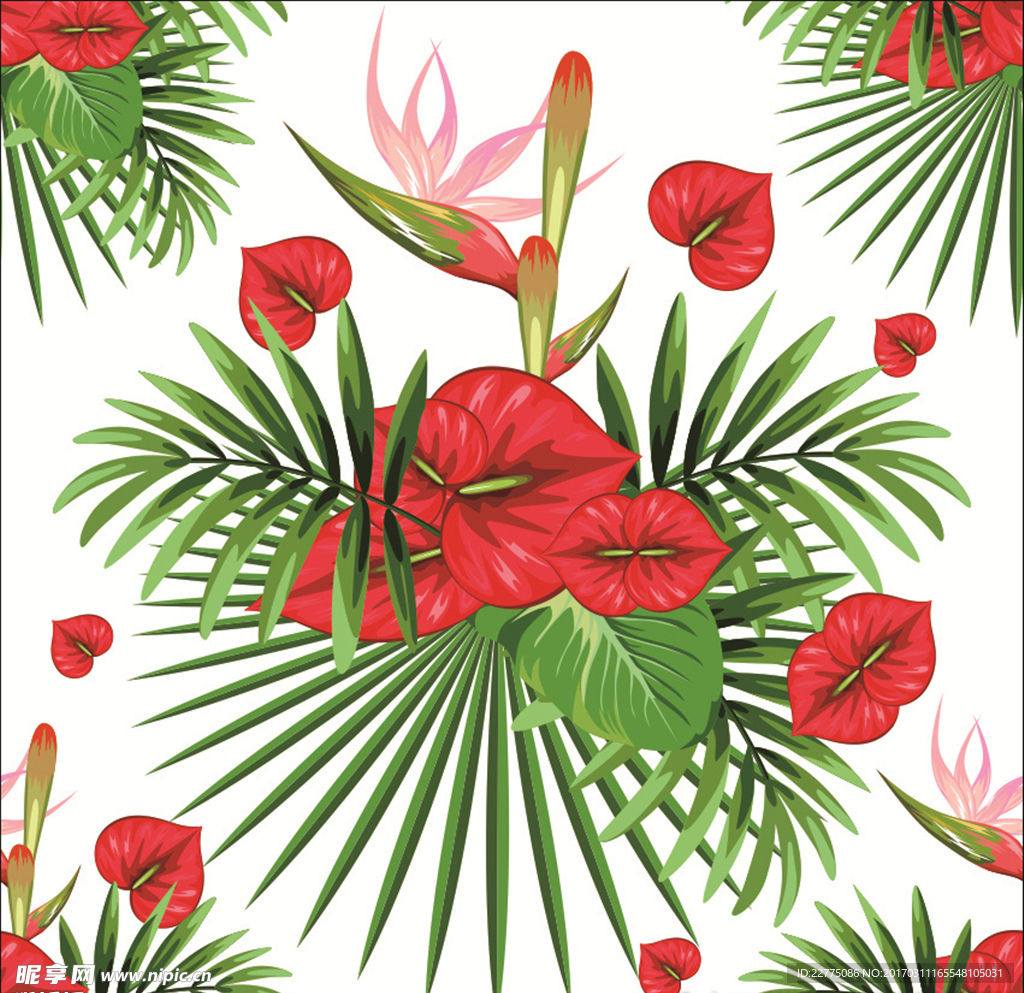 热带雨林植物背景花纹