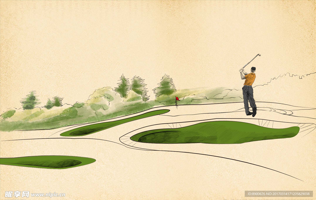 打高尔夫插画