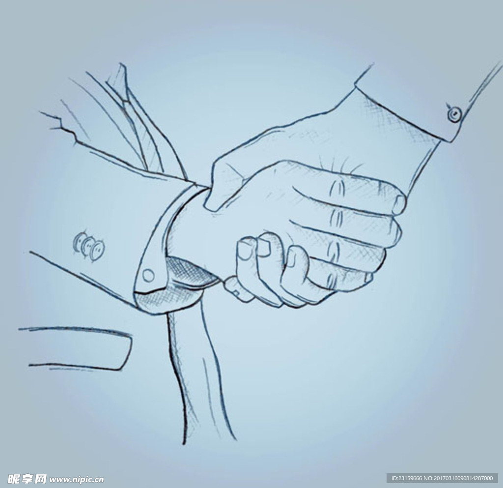 手绘商务会议握手