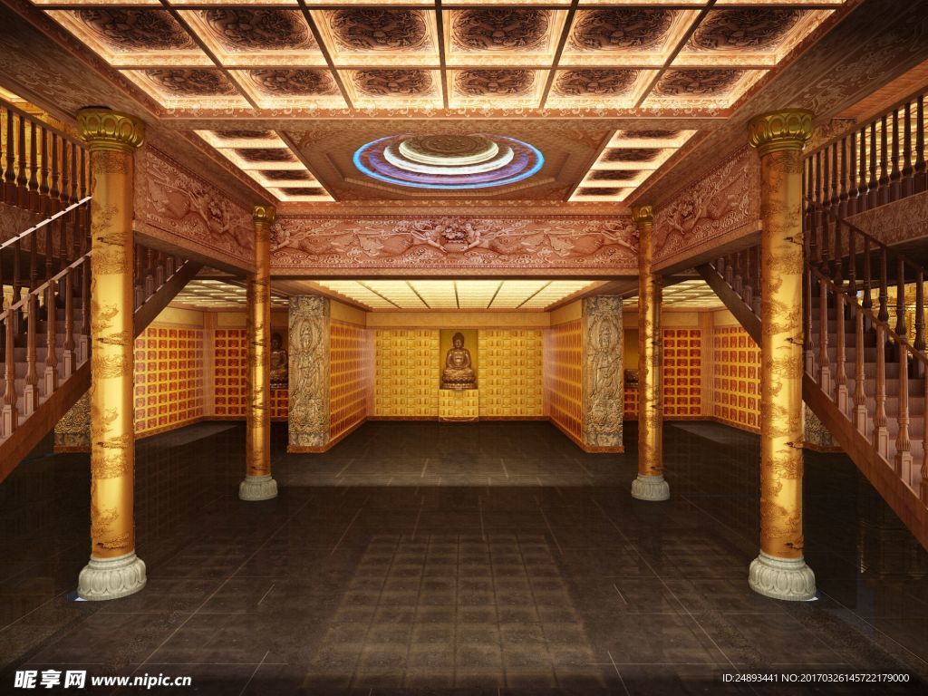 寺庙吊顶彩绘天花地宫吊顶寺庙