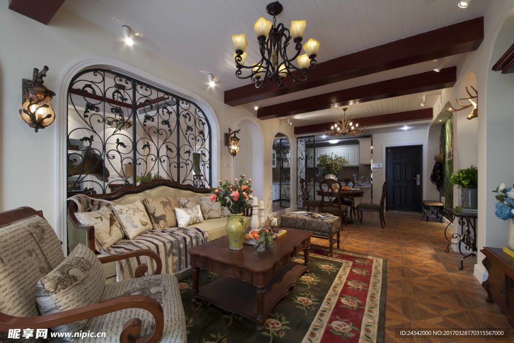 美式风格室内装饰实景图