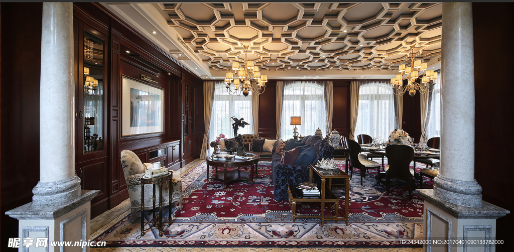 美式复古风格室内装饰实景图