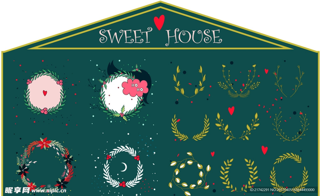 矢量手绘小清新花纹边框