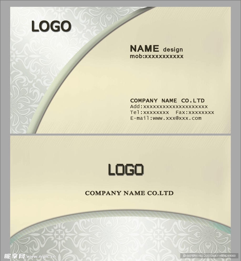 金黄色淡黄色名片背景模板