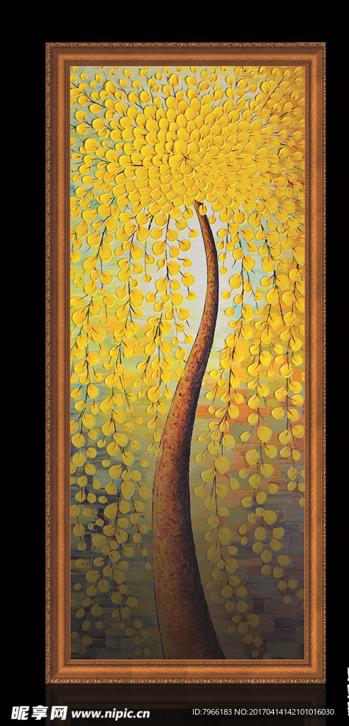 高清玄关发财树油画
