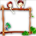 卡通人物 可爱 边框 矢量