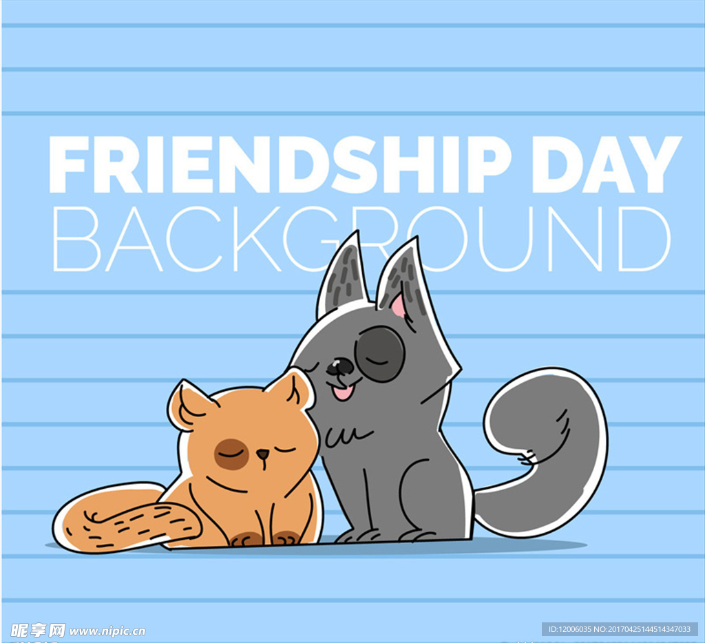 卡通猫咪友谊节贺卡矢量素材