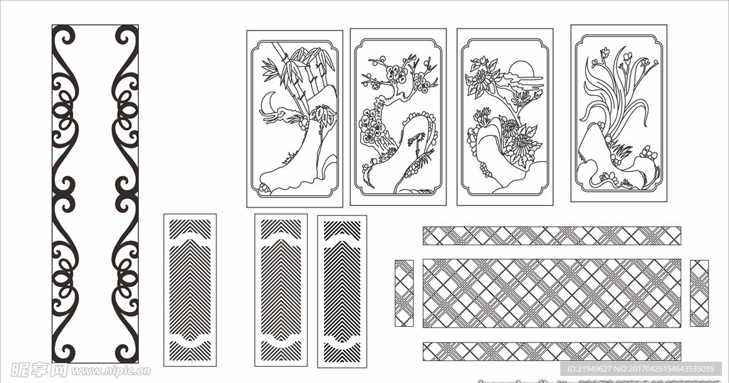 茶几玻璃门贴花纹