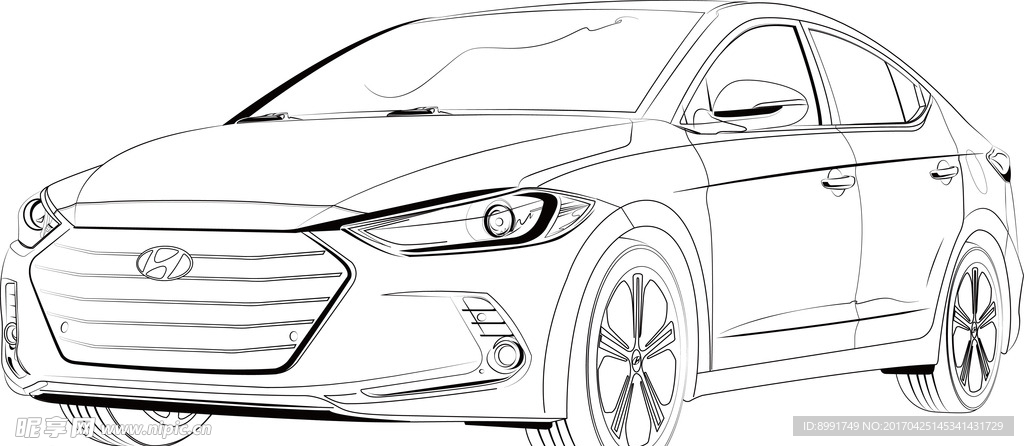现代汽车线稿