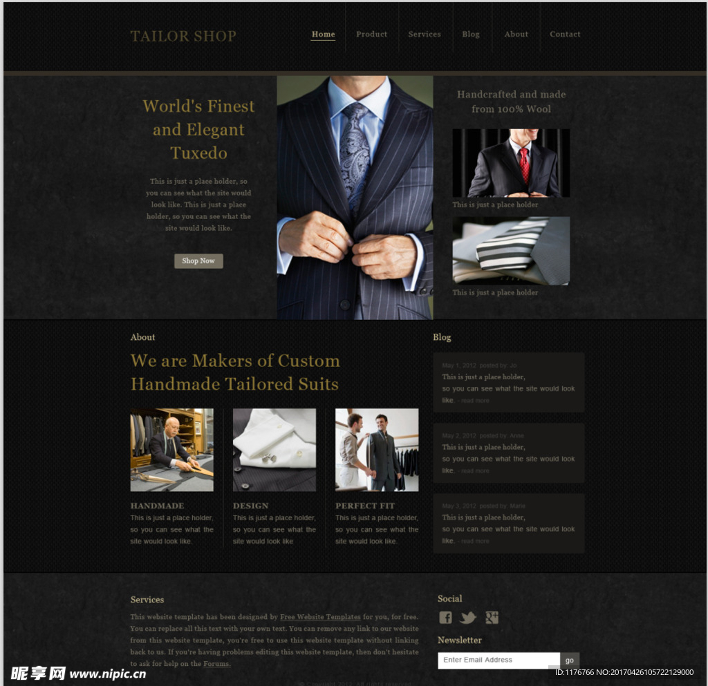 黑色西装网站模板