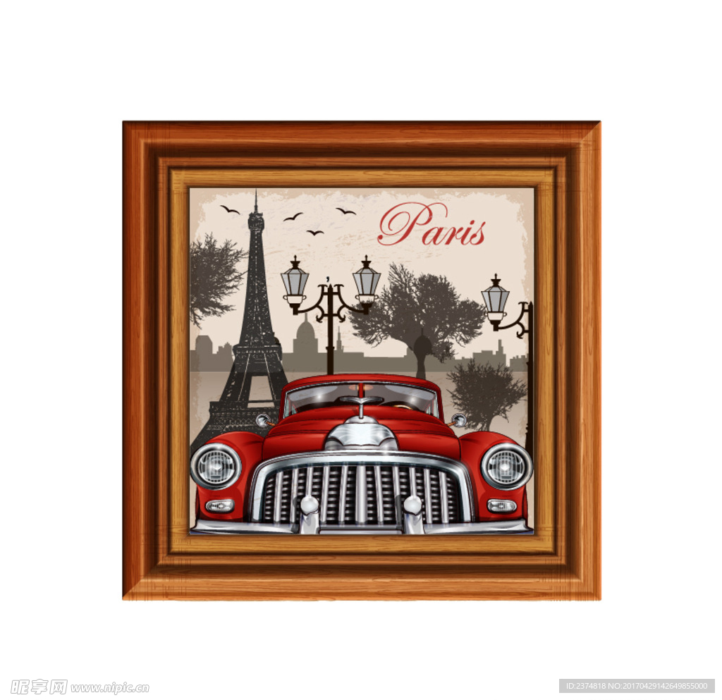 装饰画复古汽车文化主题素材