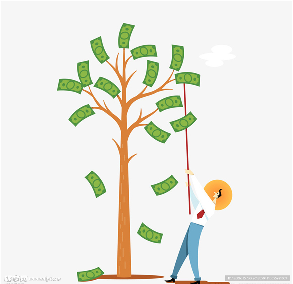 矢量扁平化摇钱树