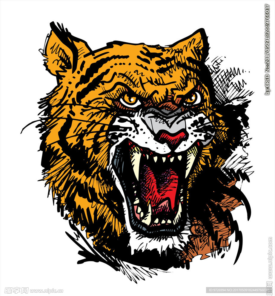老虎头矢量图下载