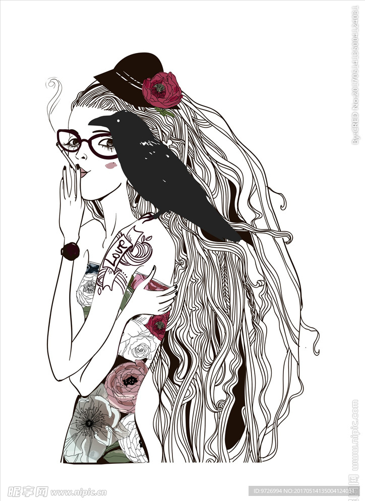 潮流手绘人物插画矢量图下载