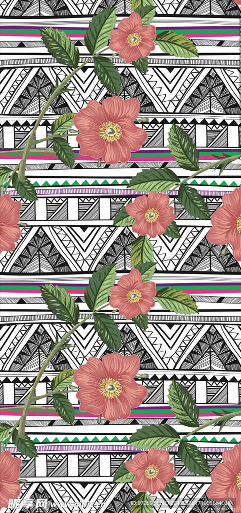 民族风底纹植物花朵花卉素材下载