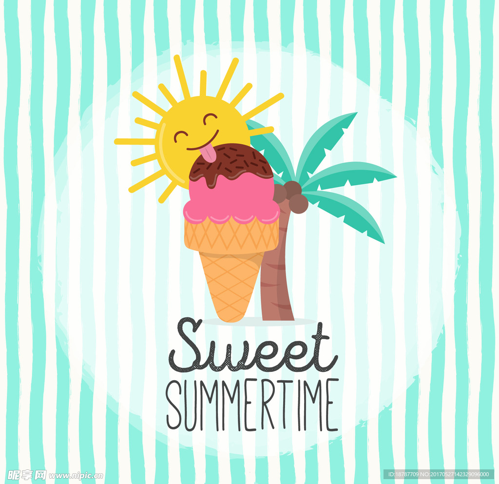 手绘可爱夏天背景