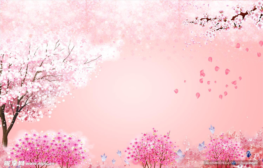 樱花  粉色背景