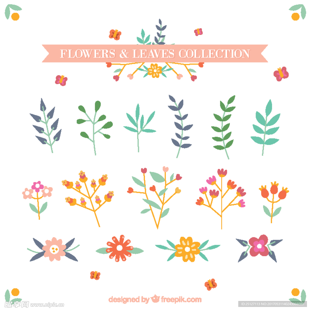 可爱的花和叶
