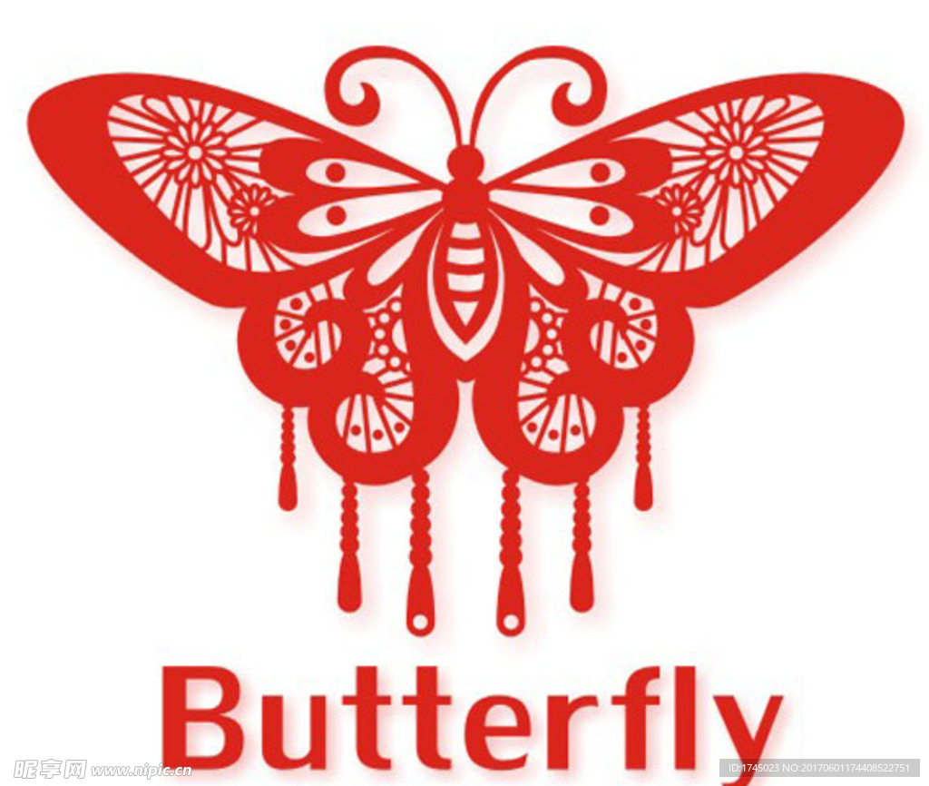 蝴蝶 矢量 剪纸 时尚 红色