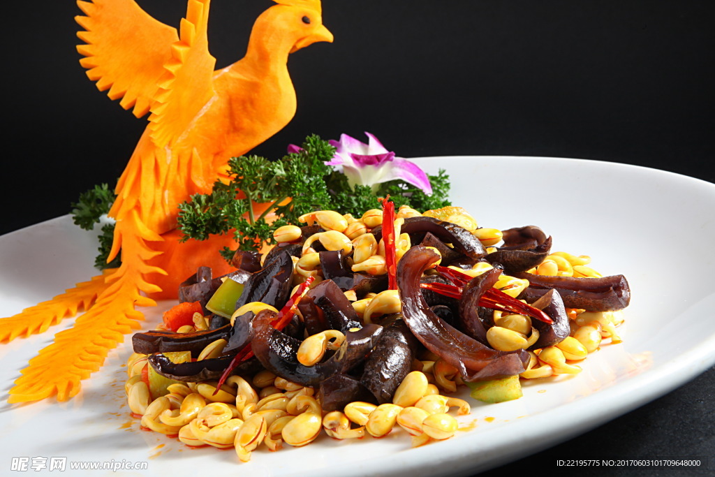 童子豆炒蝴蝶参海参豆芽