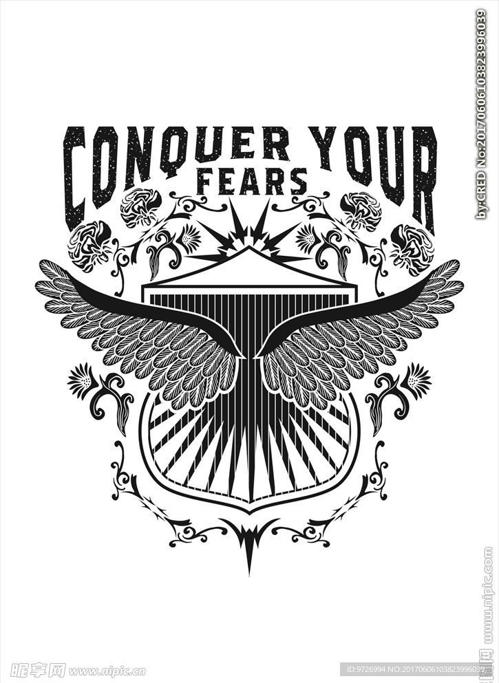 盾牌翅膀矢量图下载