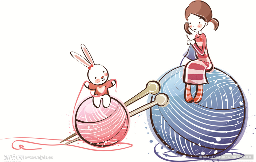 手绘 线条  女孩