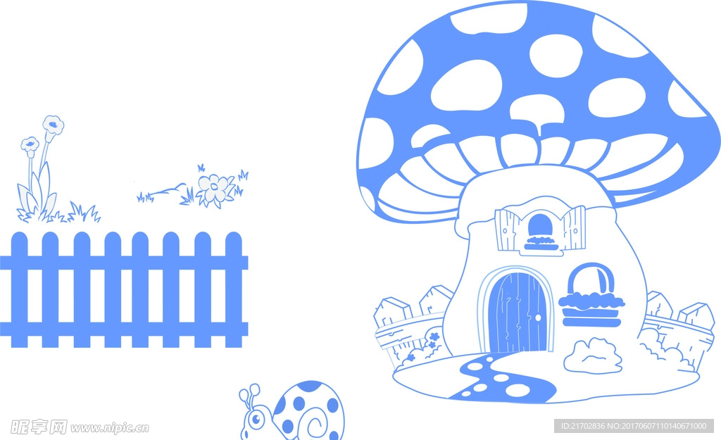 儿童房墙面背景蘑菇房