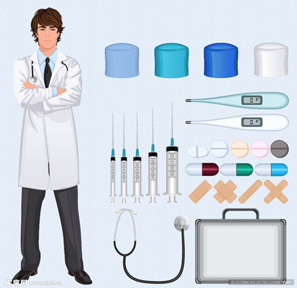 卡通年轻帅气的男医生