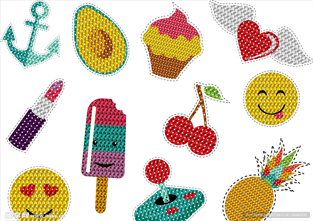 冰棒樱桃矢量图下载