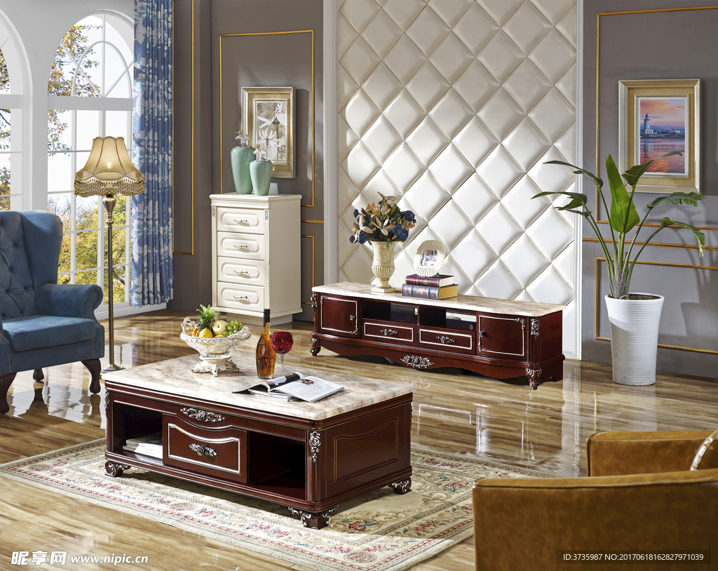 欧式茶几电视柜