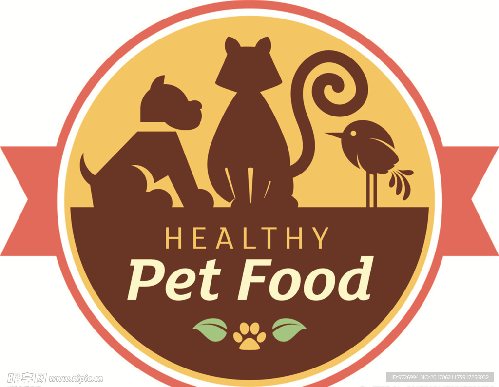 宠物食品标签矢量图下载