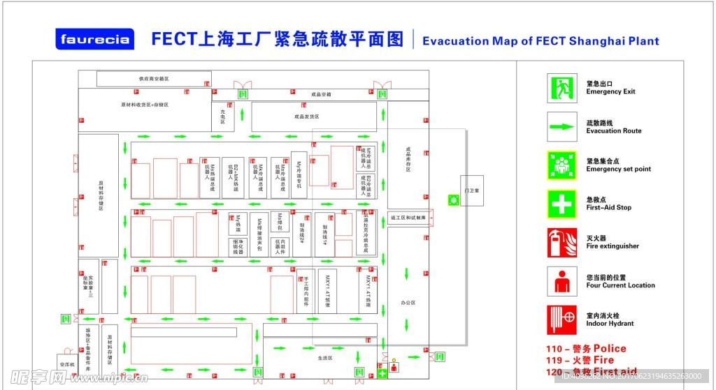 消防逃生图，工厂消防逃生图