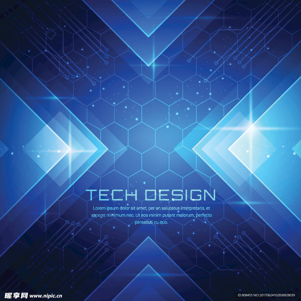科技元素几何蓝色星光背景图