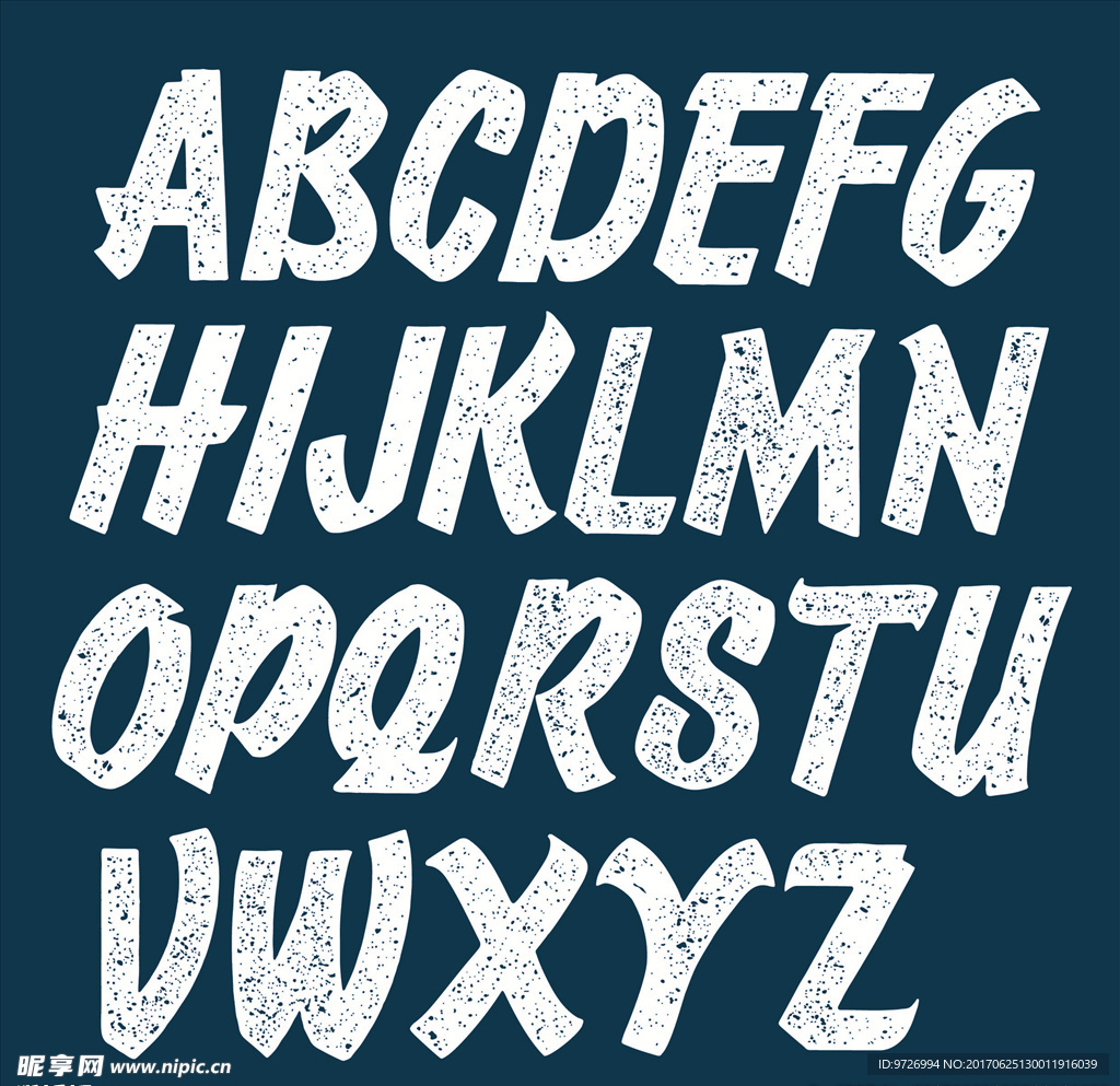 腐蚀字体英文字母矢量图下载