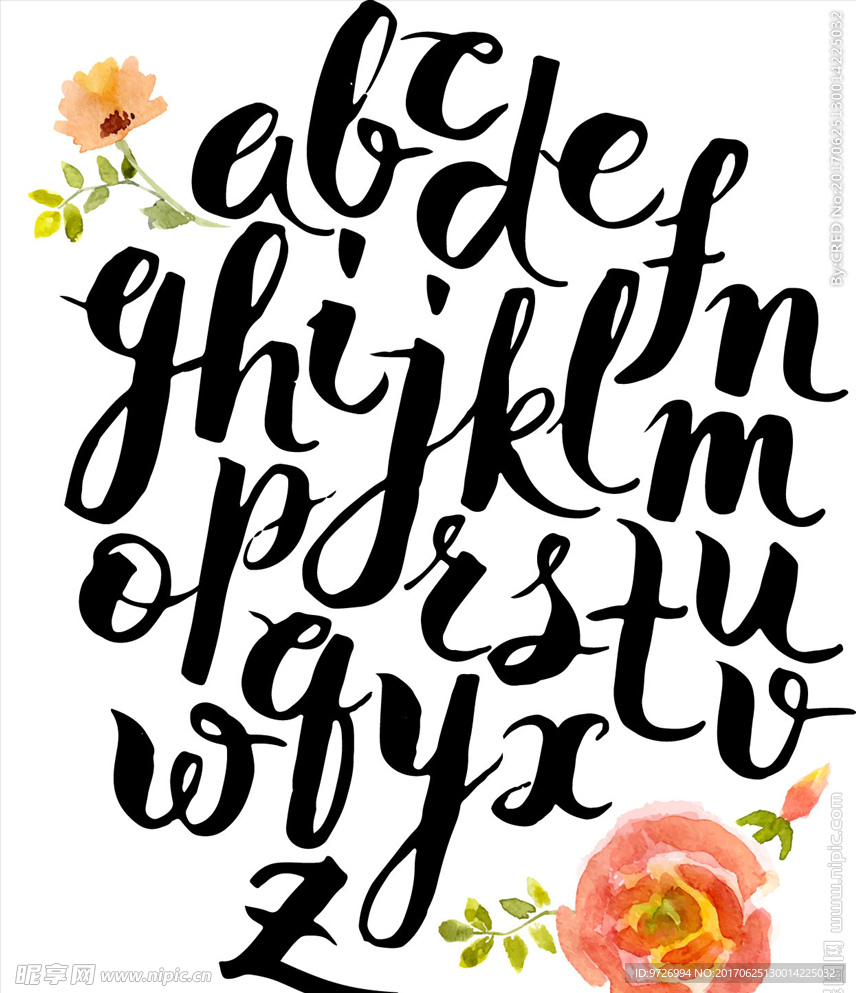 手写英文字体矢量图下载