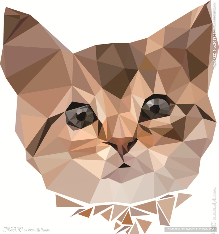 手绘猫头拼图矢量图下载