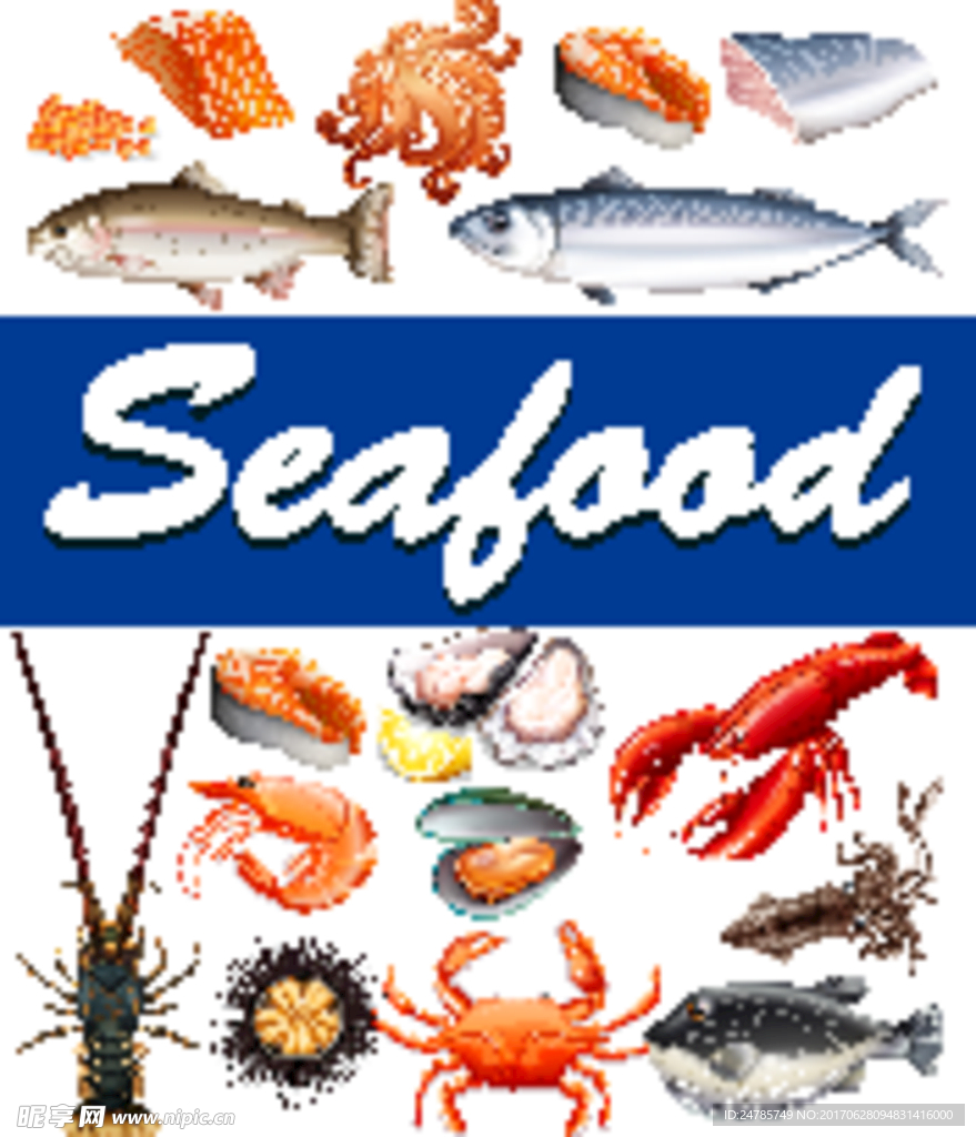 海鲜 手绘 矢量